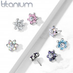 Kvietka k PUSH IN piercing do nosa TITAN, číre zirkóny