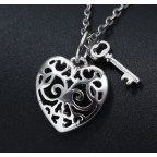Strieborný náhrdelník srdca s kľúčikom