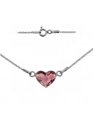 Strieborný náramok so srdcom Crystals from Swarovski® Antique Pink