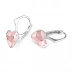 Strieborné náušnice so srdcom Crystals from Swarovski® Rosaline