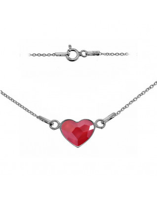 Strieborný náramok so srdcom Crystals from Swarovski® Royal Red