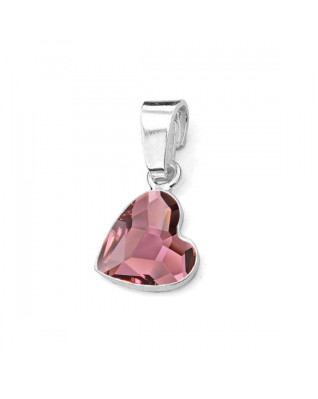 Strieborný prívesok so srdcom Crystals from Swarovski® Antique Pink