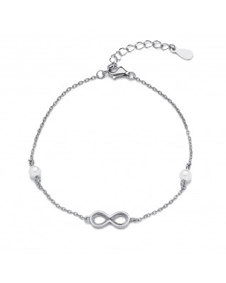Strieborný náramok s perličkami a nekonečnom