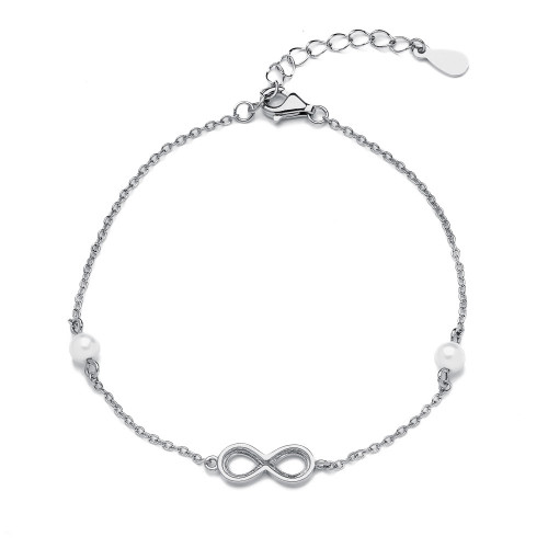 Strieborný náramok s perličkami a nekonečnom
