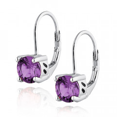 Strieborné dámske náušnice fialové zirkóny