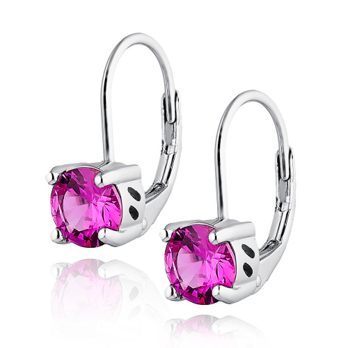 Strieborné dámske náušnice ružové zirkóny