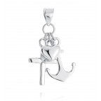 Strieborný prívesok kotva, srdce, krížik
