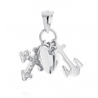 Strieborný prívesok kotva, srdce, krížik