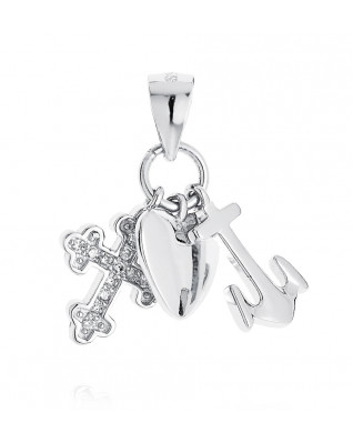 Strieborný prívesok kotva, srdce, krížik