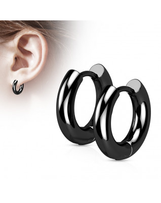 Čierne oceľové náušnice krúžky 16mm