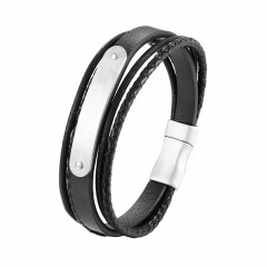 Kožený náramok s oceľovou doštičkou