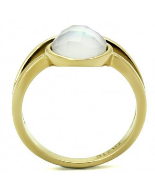 Oceľový prsteň s mliečnym kameňom