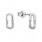 Strieborné náušnice oválky so zirkónmi