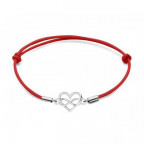 Strieborný textilný náramok so srdiečkom a nekonečnom