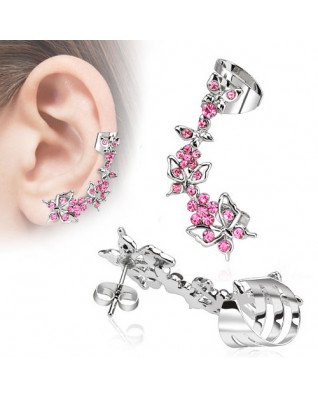 Náušnice s klipom - ružové zirkóny