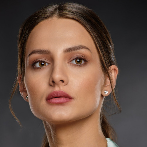 Strieborné náušnice so srdcom Crystals from Swarovski, Crystal