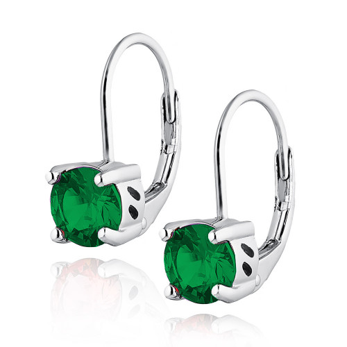 Strieborné dámske náušnice zelené zirkóny