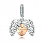 Strieborná korálka - pozlátené srdiečko