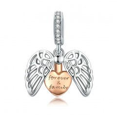 Strieborná korálka - pozlátené srdiečko