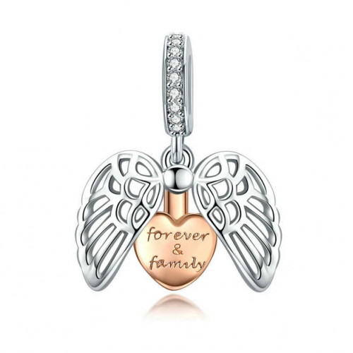 Strieborná korálka - pozlátené srdiečko