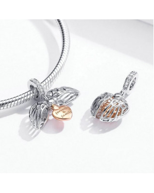 Strieborná korálka - pozlátené srdiečko