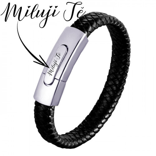 Dámsky náramok s oceľovou doštičkou, dĺžka 19 cm