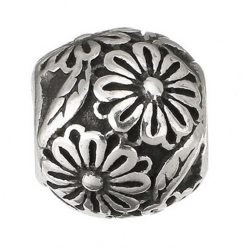 Navliekací oceľový prívesok korálik s kvietkami