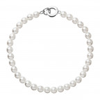 Perlový náramok biely so striebornou sponou