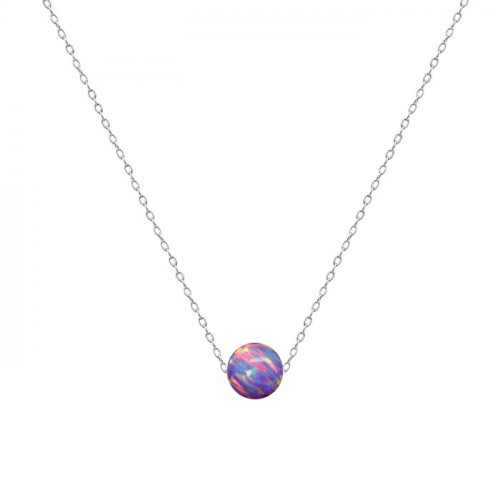 Oceľový náhrdelník s opálom - gulička 6 mm