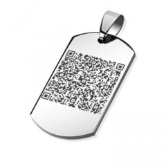 Oceľový prívesok - doštička s laserovou rytinou QR kódu