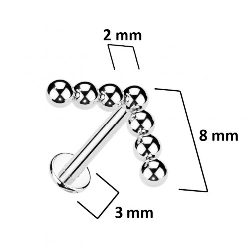 Piercing do brady - labreta titán 1,2 x 8 mm