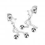 Visiace oceľové náušnice s guličkami