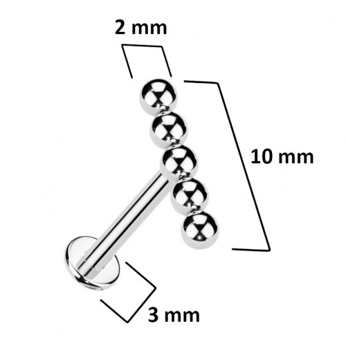 Piercing do brady - labreta titán 1,2 x 8 mm