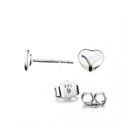 Strieborné náušnice so srdcom Crystals from Swarovski, Crystal