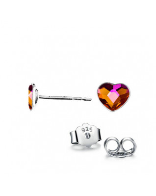 Strieborné náušnice so srdcom Crystals from Swarovski, Astral Pink