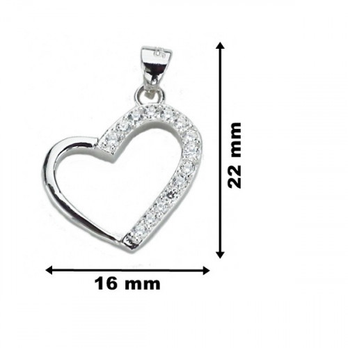 Strieborný prívesok srdca so zirkónmi