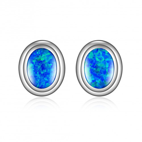 Strieborné náušnice s modrým opálom