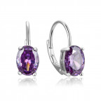 Strieborné náušnice s fialovým zirkónom