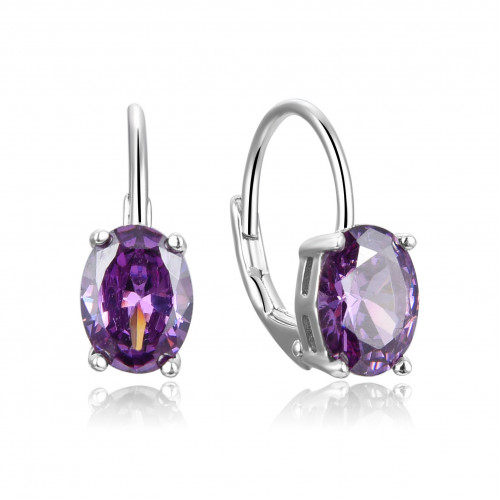 Strieborné náušnice s fialovým zirkónom