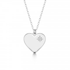 Strieborný diamantový náhrdelník srdiečko