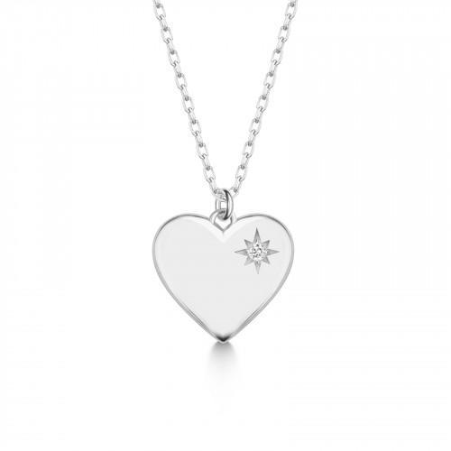 Strieborný diamantový náhrdelník srdiečko