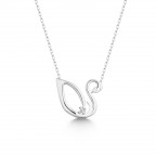 Strieborný diamantový náhrdelník labuť