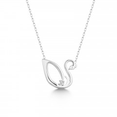 Strieborný diamantový náhrdelník labuť