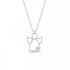 Strieborný diamantový náhrdelník anjelik