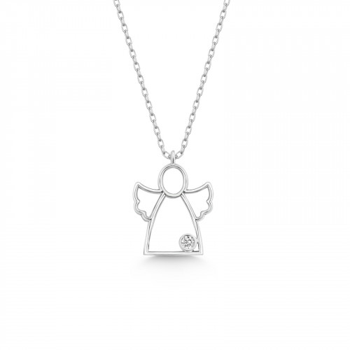 Strieborný diamantový náhrdelník anjelik