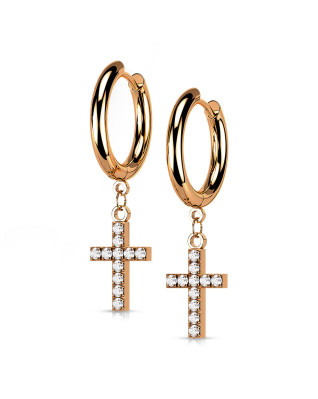 Oceľové náušnice s krížikmi
