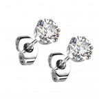 Oceľové náušnice - číre zirkóny 4 mm