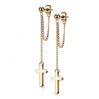 Pozlátené visiace oceľové náušnice s krížikmi