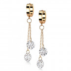 Pozlátené oceľové náušnice s čírymi kameňmi