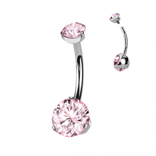 Piercing do pupku vnútorný závit, zirkón - TITAN